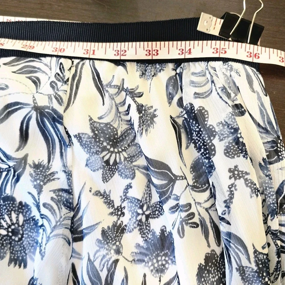 Westport Blue White Floral Skirt Women's Lined Elastic Waist Cottagecore Midi 12